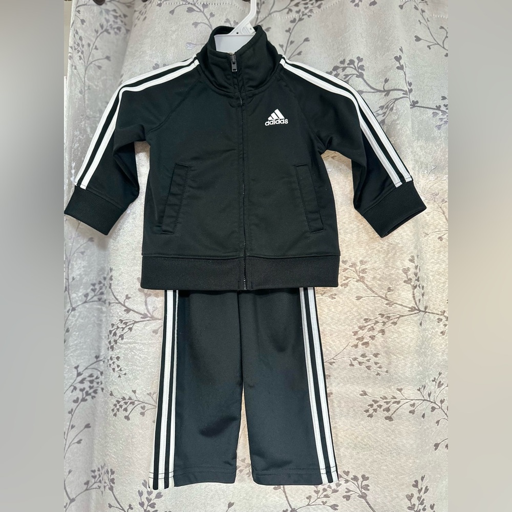 Adidas Infant Black Outfit with White Accents